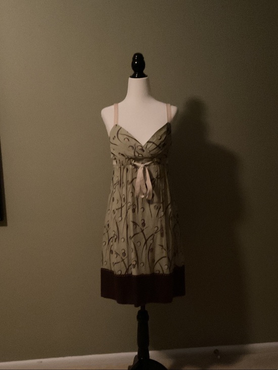 BCBGMaxAzria Dresses & Skirts - BCBG Max Azria Sage Green Abstract Print Empire Waist Dress Size XS